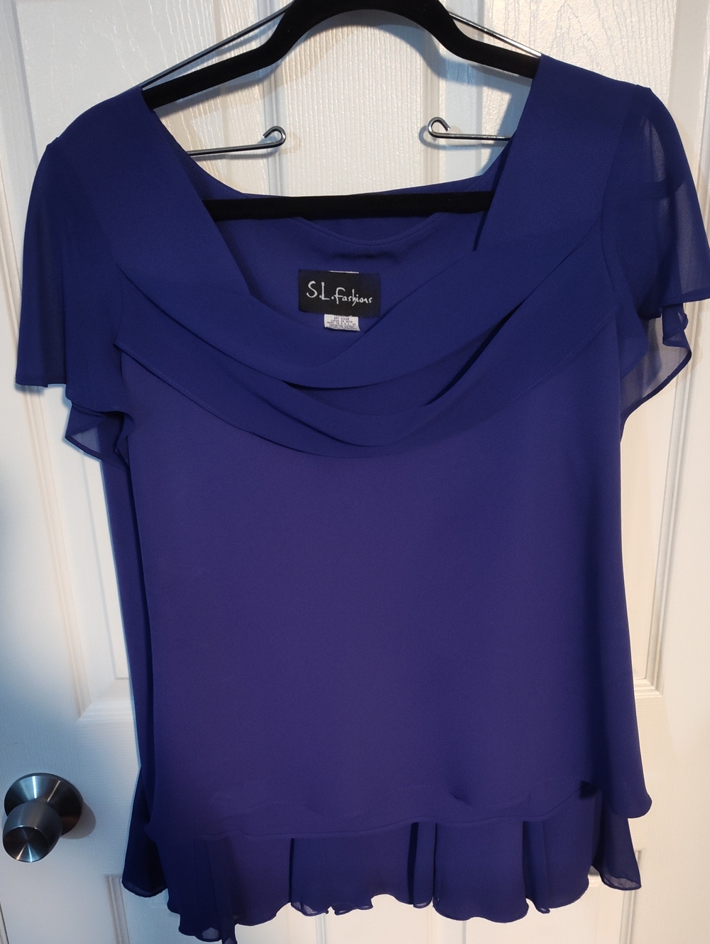 SL Fashions Royal Blue Layered Chiffon Blouse